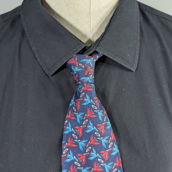 Christian Dior Monsieur Necktie, All silk Blue red pattern neck tie - Picture 5 of 11